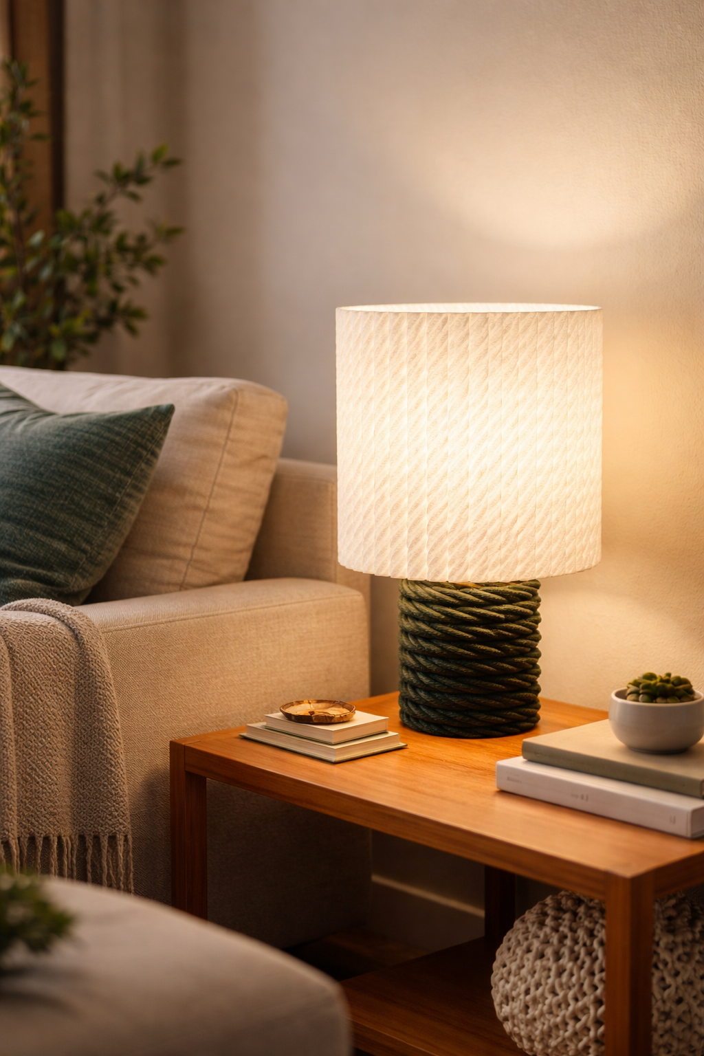 Halat Dokulu Modern Masa Lambası | Salon & Ev Dekoru