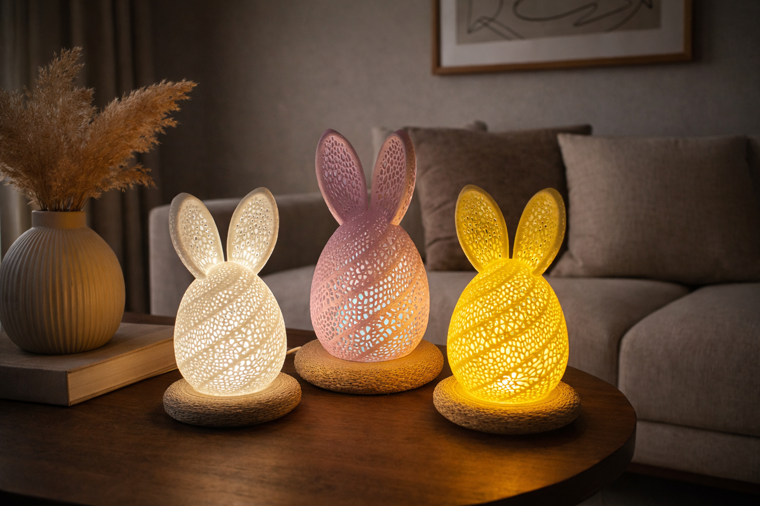 TAVŞAN FIGÜRLÜ DEKORATIF GECE LAMBASI